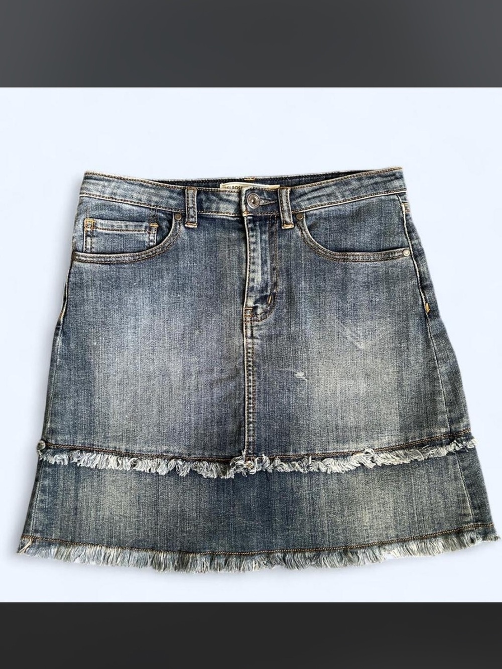 Melrose and Market Distressed Light Blue Denim Mini Skirt